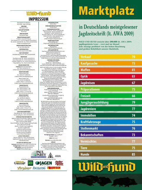 in Deutschlands meistgelesener Jagdzeitschrift (lt ... - Wild und Hund