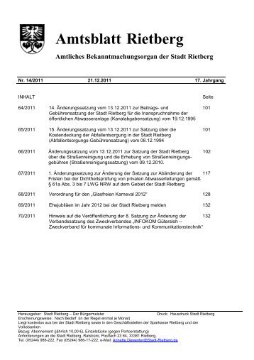 Ausgabe 14/2011 - Stadt Rietberg