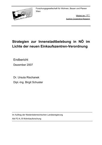 Strategien zur Innenstadtbelebung in NÖ im Lichte der neuen - FGW