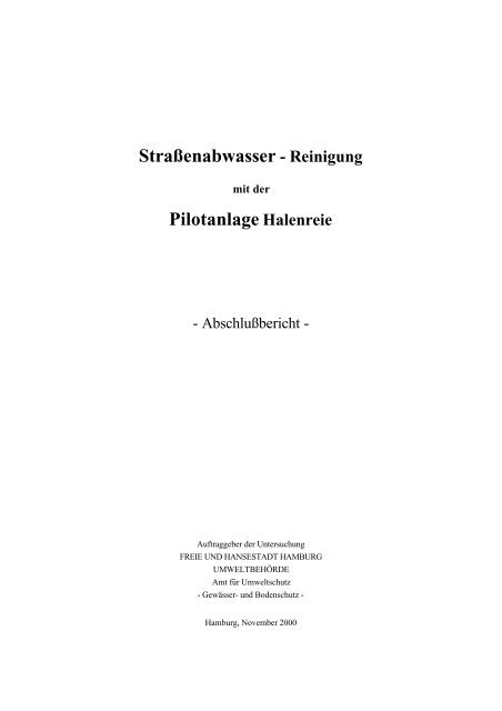 Straßenabwasser - Reinigung Pilotanlage Halenreie