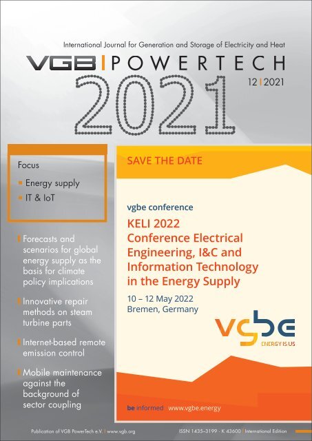 VGB POWERTECH 12 (2021) - International Journal for Generation and Storage  of Electricity and Heat