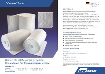 Fibermax Matte Starten Sie jetzt Energie zu sparen ... - Unifrax