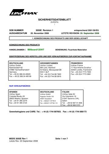 SICHERHEITSDATENBLATT - Unifrax