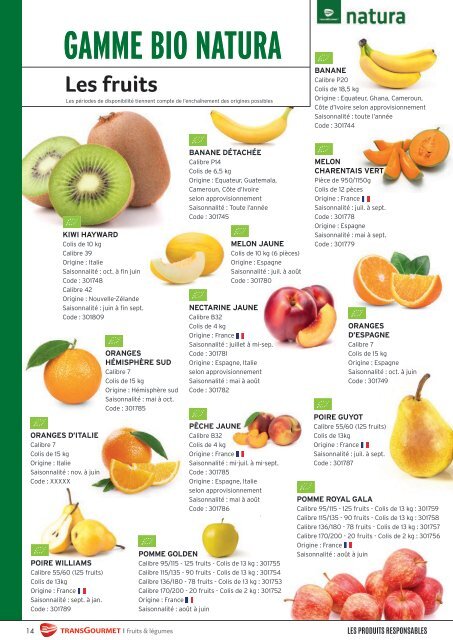 Catalogue EGalim - Fruits et légumes et produits de la mer