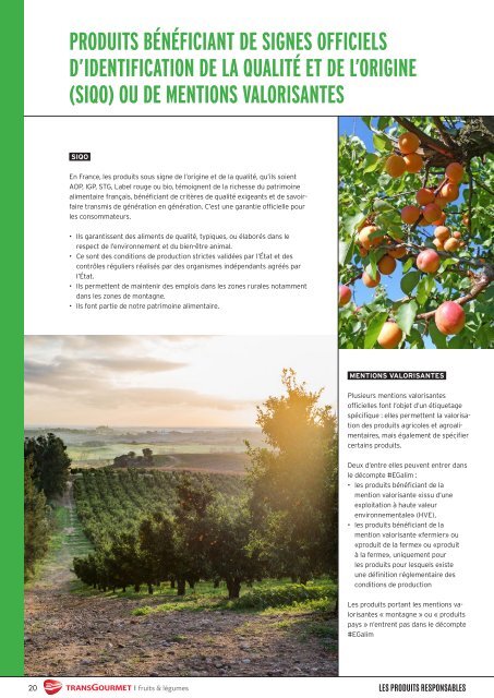 Catalogue EGalim - Fruits et légumes et produits de la mer