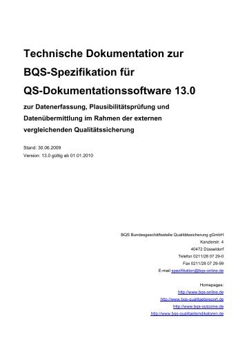 Technische Dokumentation zur BQS-Spezifikation für QS ... - SQG