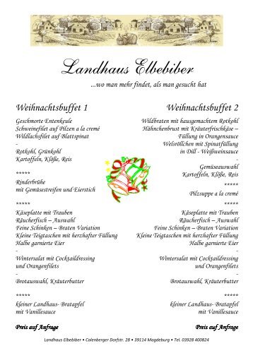 Weihnachtsbuffet - Landhaus Elbebiber