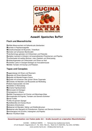 Auswahl Spanisches Buffet - Cucina-Aurelia-Harms