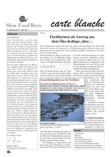 carte blanche - Slow Food Convivium Bern