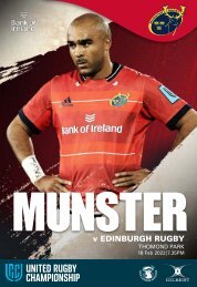 Munster Rugby v Edinburgh Match Programme