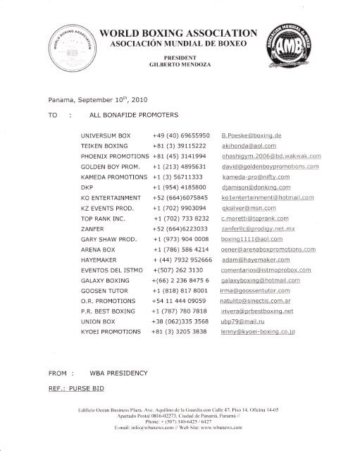 World Boxii G Associatioi Wba