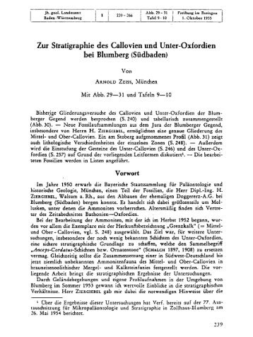 Zur Stratigraphie des Callovien und Unter-Oxfordien bei Blumberg ...