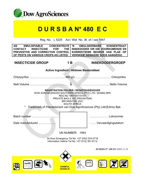 D U R S B A N* 480 E C - Wenkem