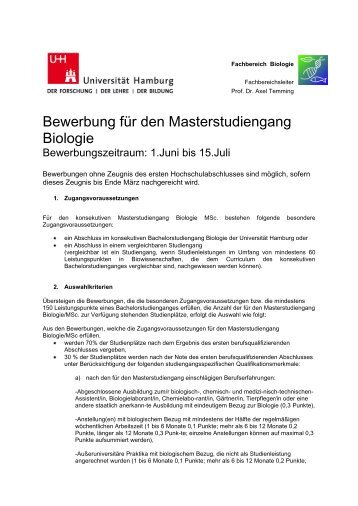 Bewerbungsinformationen Biologie/MSc - Verwaltung Uni-Hamburg ...