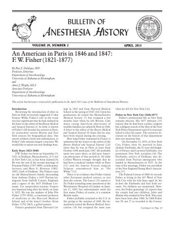 April 2011 - Anesthesia History Association