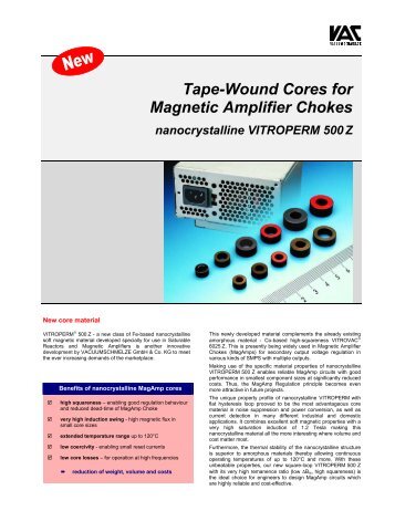 Tape-Wound Cores for Magnetic Amplifier Chokes nanocrystalline