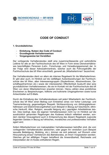 CODE OF CONDUCT - Fachhochschule des bfi Wien