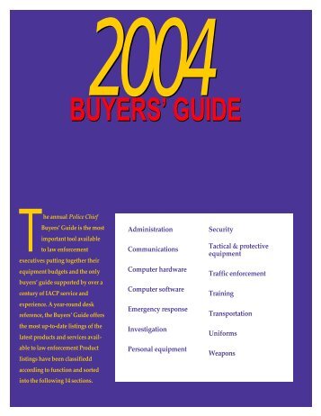 2004 buyers' guide - Police Chief Magazine