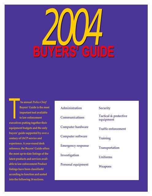 2004 buyers' guide - Police Chief Magazine