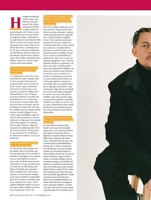 BILLBOARD Bolivia Diciembre 2021 