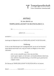 Beitrittsantrag der Tempelgesellschaft in Deutschland e.V.