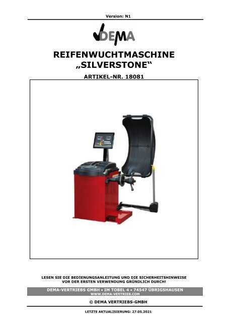 926638 18081 Reifenwuchtmaschine Silverstone