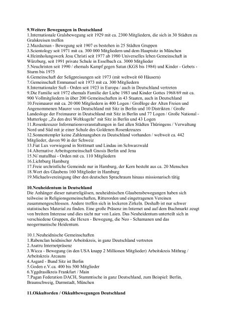 Liste der Sekten Religionen, Sekten und ... - fachschulteam