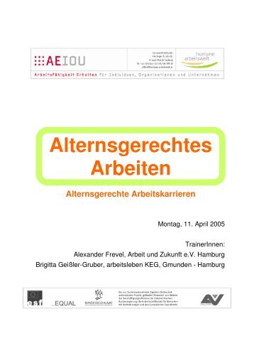 Alternsgerechtes Arbeiten - AEIOU - Arbeitsfähigkeit erhalten für ...