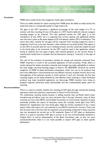 Analysis Task 1: WEEE Amounts & Technologies 99 - E-Waste Guide
