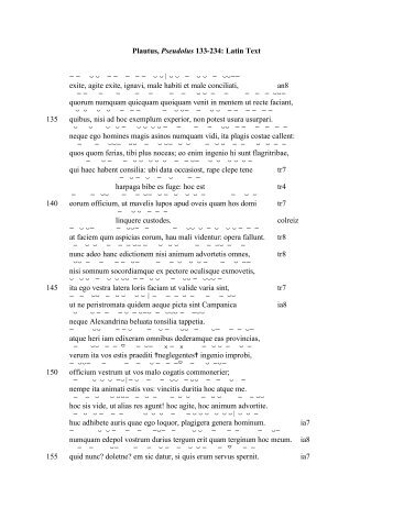 Plautus, Pseudolus 133-234: Latin Text - NEH Summer Institute ...