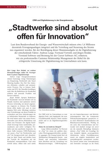 Interview: "Stadtwerke sind absolut offen für Innovation"