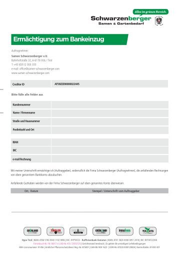 Ermächtigung Bankeinzug 
