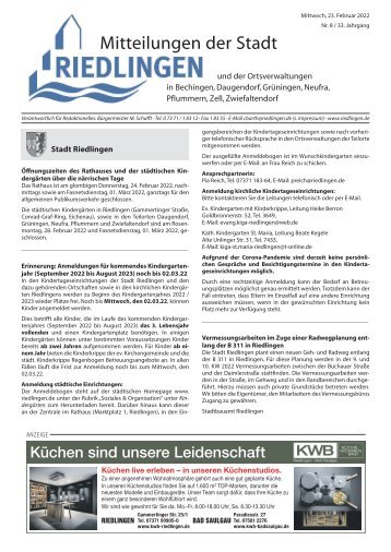 Amtliches Mitteilungsblatt Riedlingen 23.02.2022