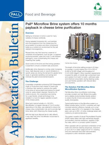 Pall Microflow Brine system offers 10 months payback in ... - Filtra