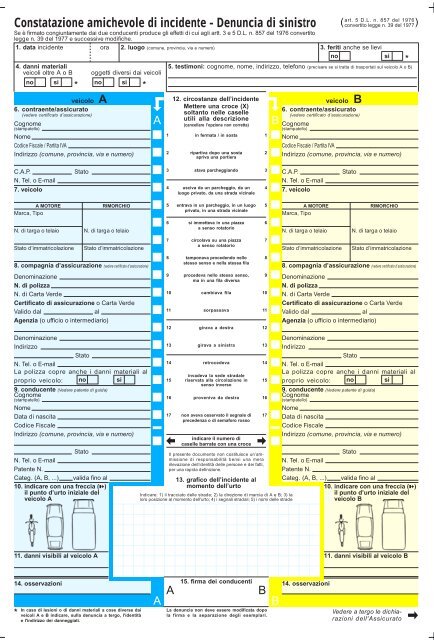 Constatazione amichevole per incidenti