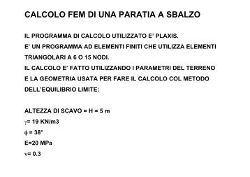 CALCOLO FEM DI UNA PARATIA A SBALZO