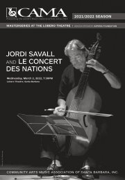 CAMA's Masterseries Presents Jordi Savall and Le Concert des Nations ⫽ Wednesday, March 2, 2022 ⫽ Lobero Theatre, Santa Barbara ⫽ 7:30PM
