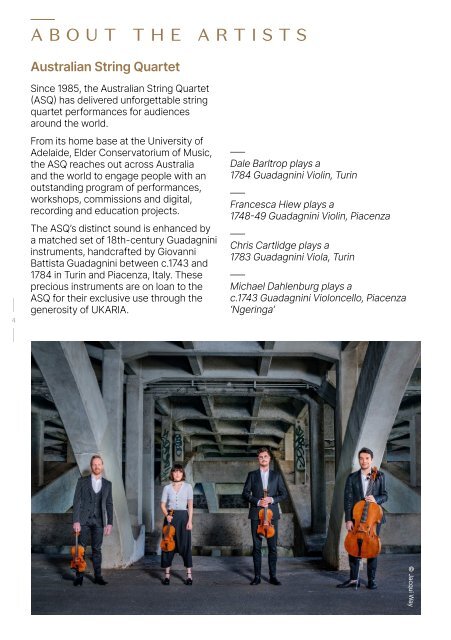 Australian String Quartet & Konstantin Shamray Program Guide | March 2022