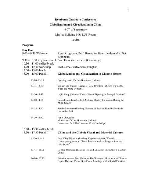 1 Program Day One Rombouts Graduate Conference Globalization ...