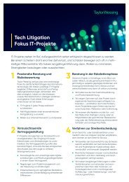 Taylor Wessing Tech Litigation: Fokus IT Projekte