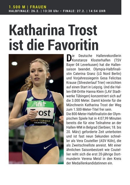 Das Programm zu den 69. Deutschen Leichtathletik-Hallenmeisterschaften in Leipzig