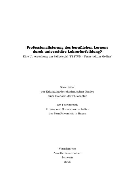 Professionalisierung Des Beruflichen Lernens Durch Universitare
