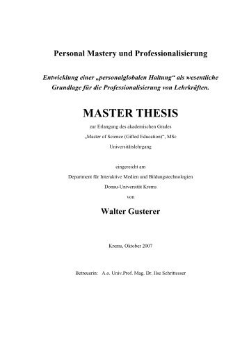 Personal Mastery und Professionalisierung