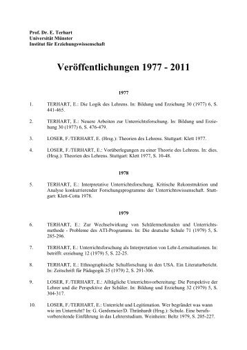 Veröffentlichungen 1977 - 2011 - Westfälische Wilhelms-Universität ...