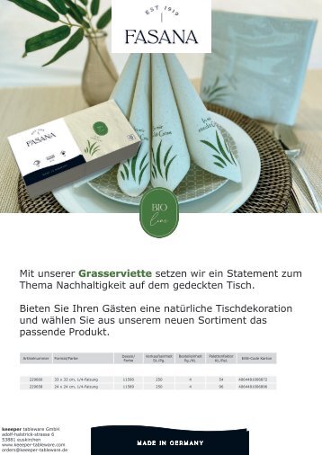 Fasana Bio Line 2021 - Grasserviette