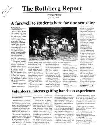 The Rothberg Report Newspaper 
