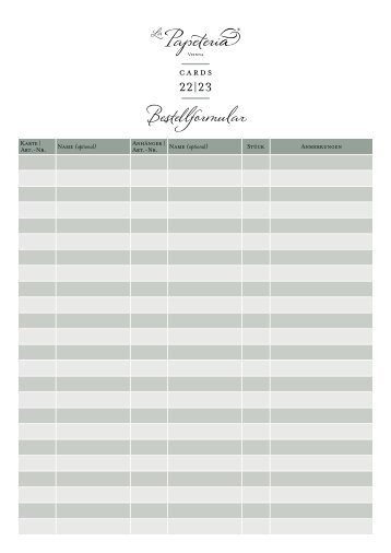 Katalog Karten LaPapeteria BESTELLFORMULAR