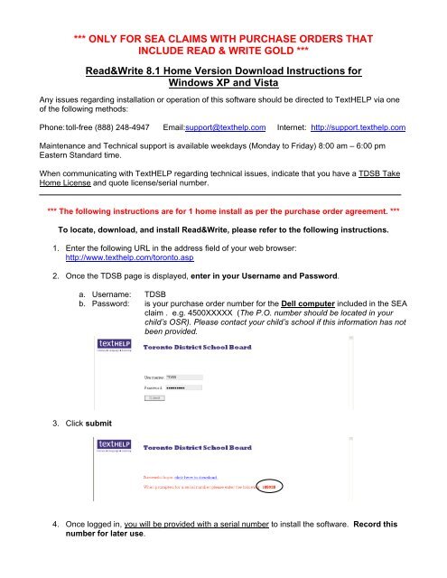 How to Download Read and Write Gold - Toronto District School Board