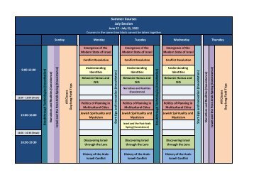 Summer Courses Schedule 2022-23 