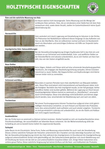 Holztypische Eigenschaften
